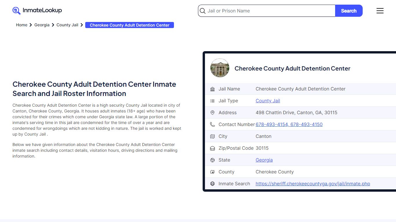 Cherokee County Adult Detention Center Inmate Search, Jail Roster ...