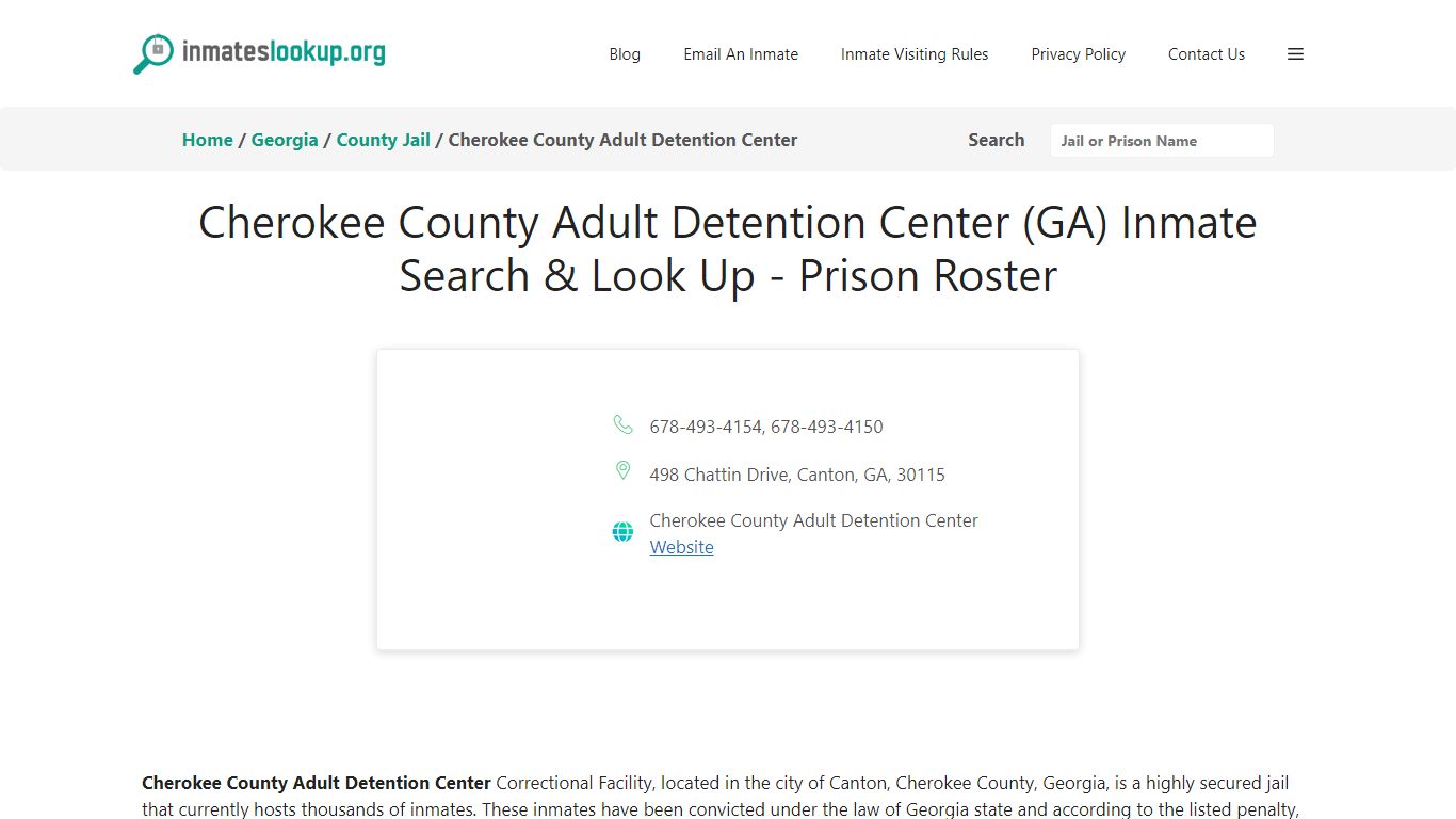 Cherokee County Adult Detention Center (GA) Inmate Search & Look Up ...